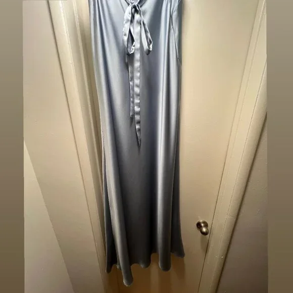 Show Me Your MuMu Anderson Maxi Dress Steel Blue Luxe Satin - Bridesmaid - Picture 6 of 8